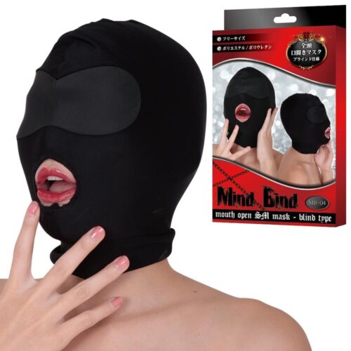 日本A-ONE – MINDBIND 黑色開口式緊縛視覺遮蔽調教頭罩